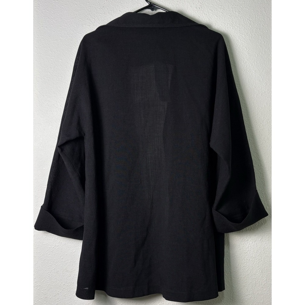 Emmelle Lustrous Crepe Oversized Jacket Black Womens XL Classic Designer Relaxed - Picture 2 of 7
